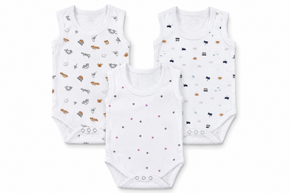 Cotton Baby Jumpsuit Pack 3 3M-6M | Assorted