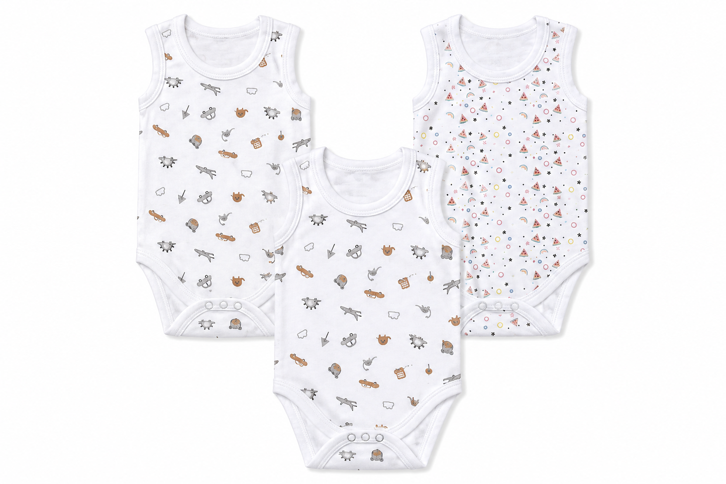 Cotton Baby Jumpsuit Pack 3 3M-6M | Assorted