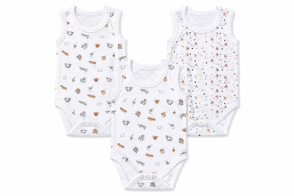 Cotton Baby Jumpsuit Pack 3 3M-6M | Assorted