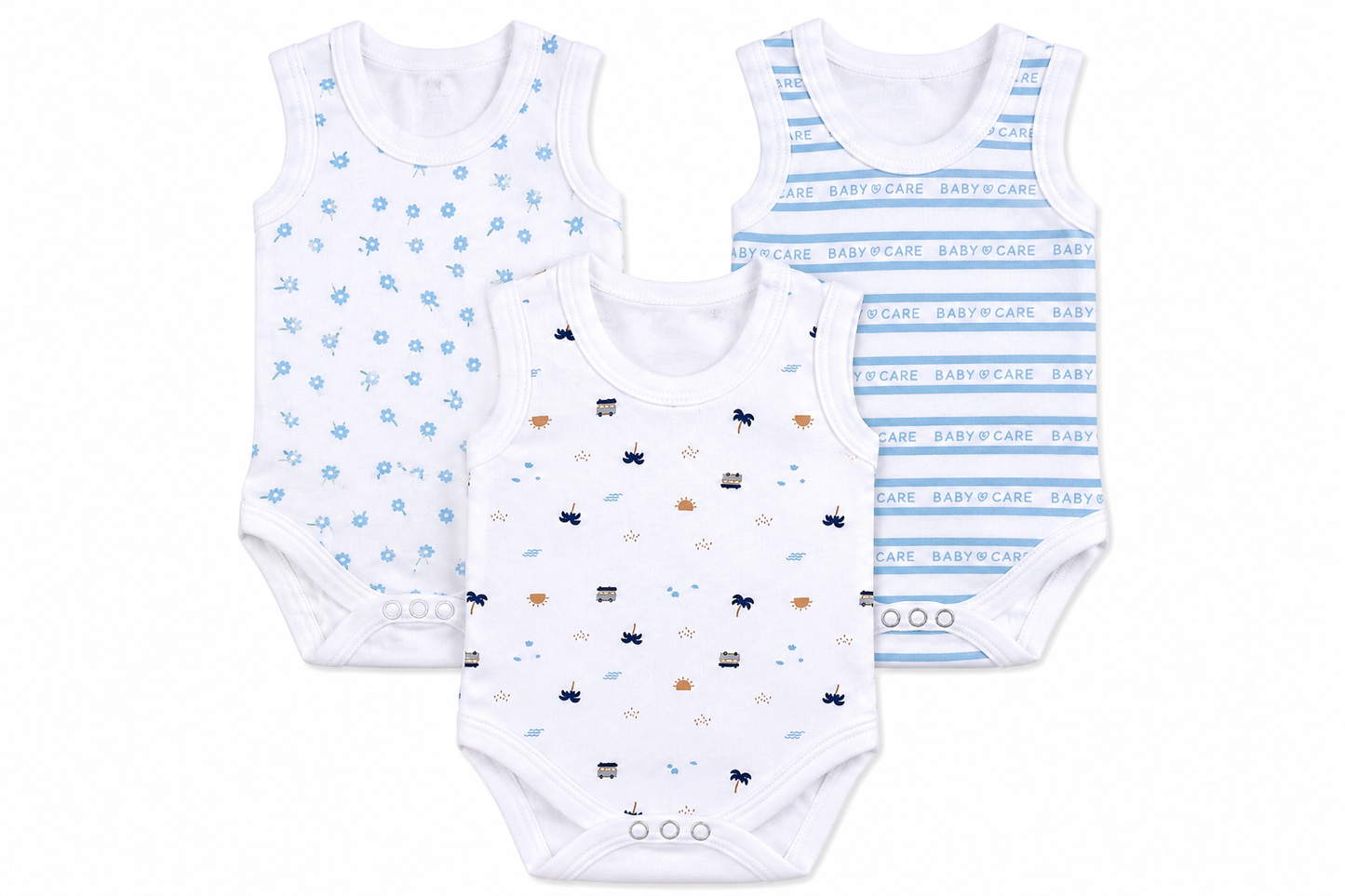 Cotton Baby Jumpsuit Pack 3 3M-6M | Assorted