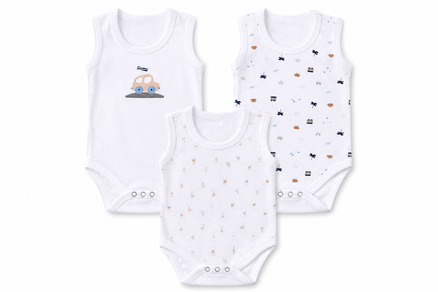 Cotton Baby Jumpsuit Pack 3 3M-6M | Assorted