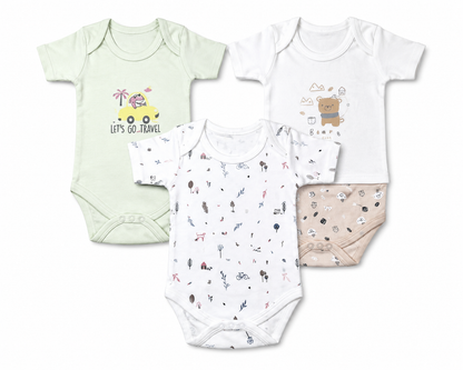 Premium baby romper combo pack of 3 for 9M-12M babies with assorted prints