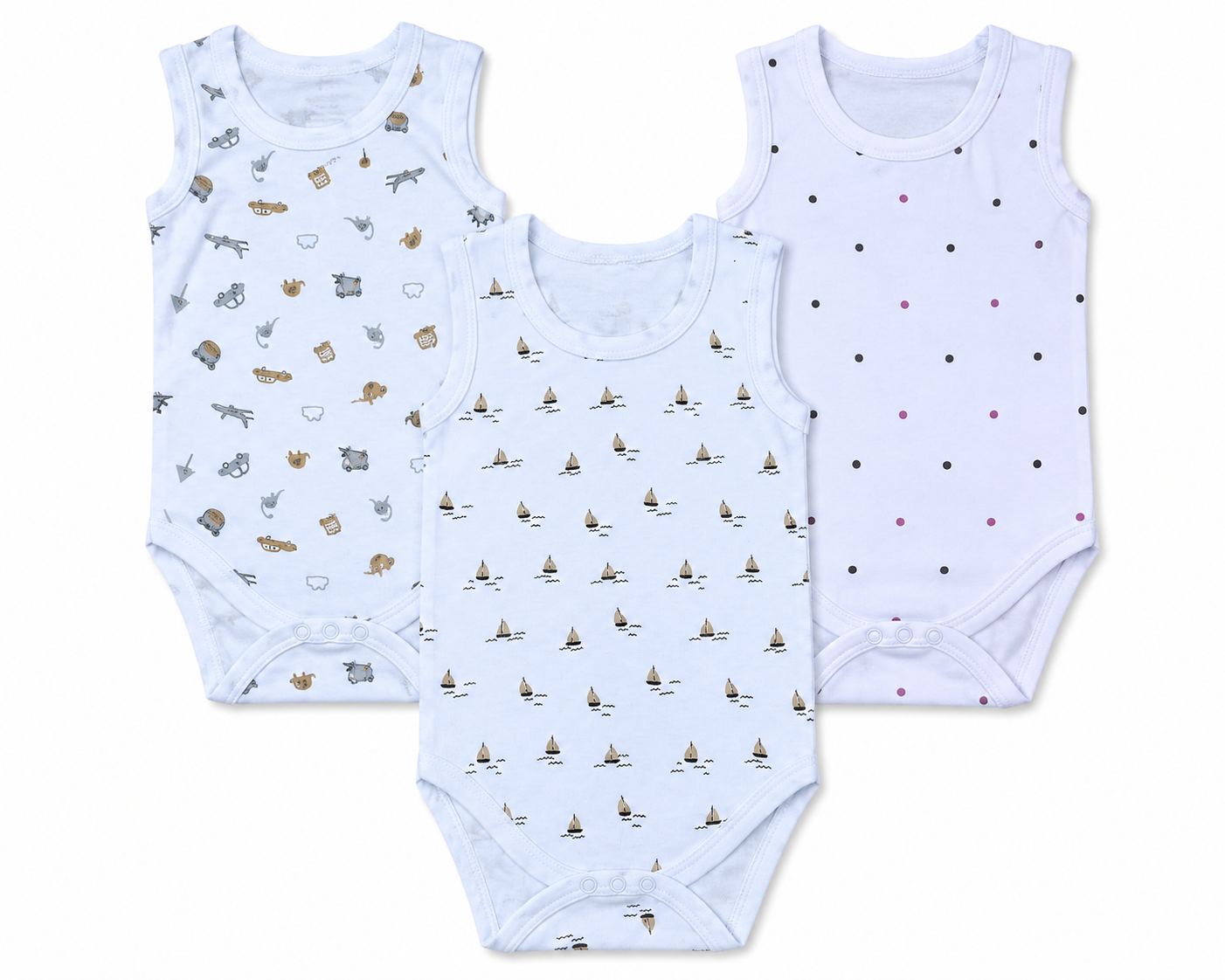 Premium baby romper combo pack of 3 for 9M-12M babies with assorted prints