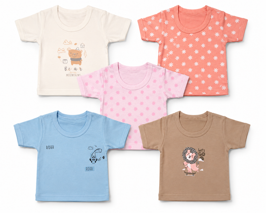 Baby jumpsuit combo pack of 5 for 6M-9M babies with assorted premium prints
