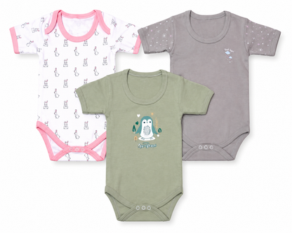 Premium baby outfit combo pack of 3 for 6M-9M babies with assorted prints