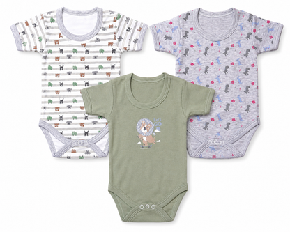 Premium baby outfit combo pack of 3 for 6M-9M babies with assorted prints