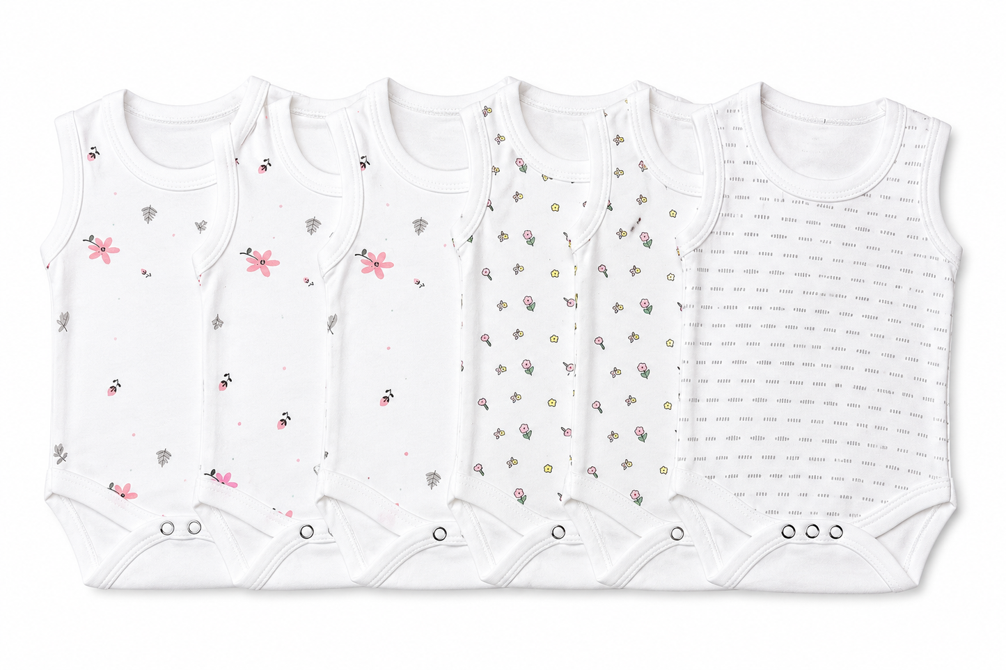 Baby romper combo pack of 6 for 3M-6M babies with assorted premium prints