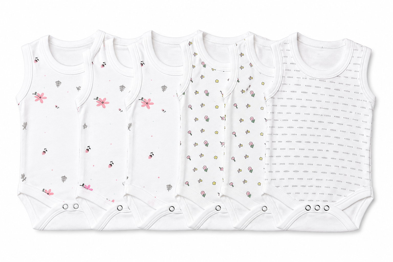Baby romper combo pack of 6 for 3M-6M babies with assorted premium prints