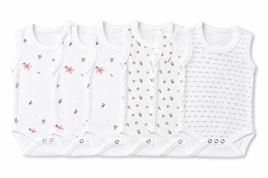 Baby romper combo pack of 6 for 3M-6M babies with assorted premium prints