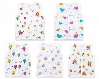 Newborn Jhabla Set Cotton – Pack of 5 Printed Jhablas | 3–6 Months