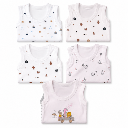 Soft cotton baby romper combo pack of 5 for 6M-9M babies with assorted premium prints