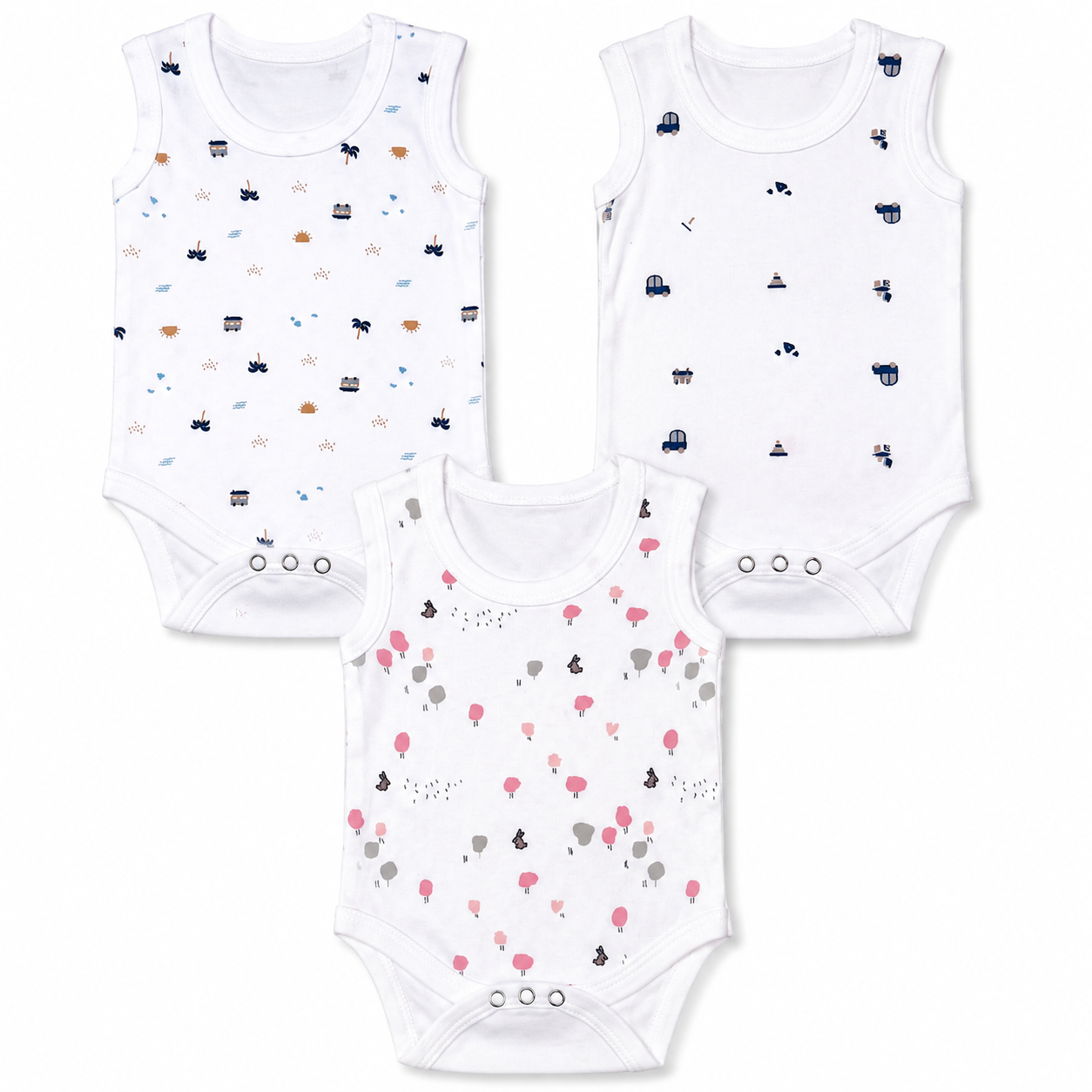 Toddler Romper Pack 3 6M-9M | Assorted Prints