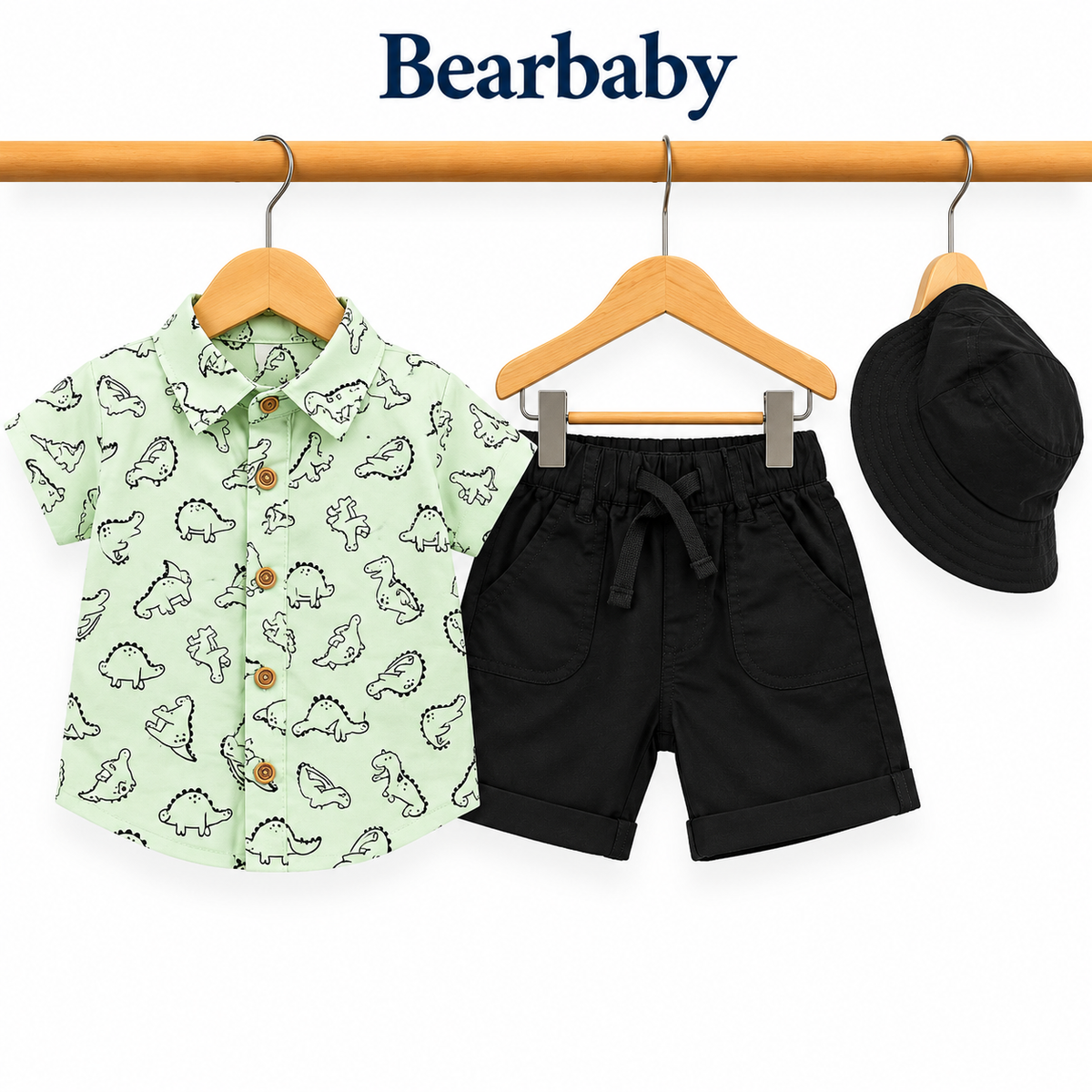 Bearbaby Blue Safari Baby T-Shirt, Shorts & Cap Set | 6M–24M  --6