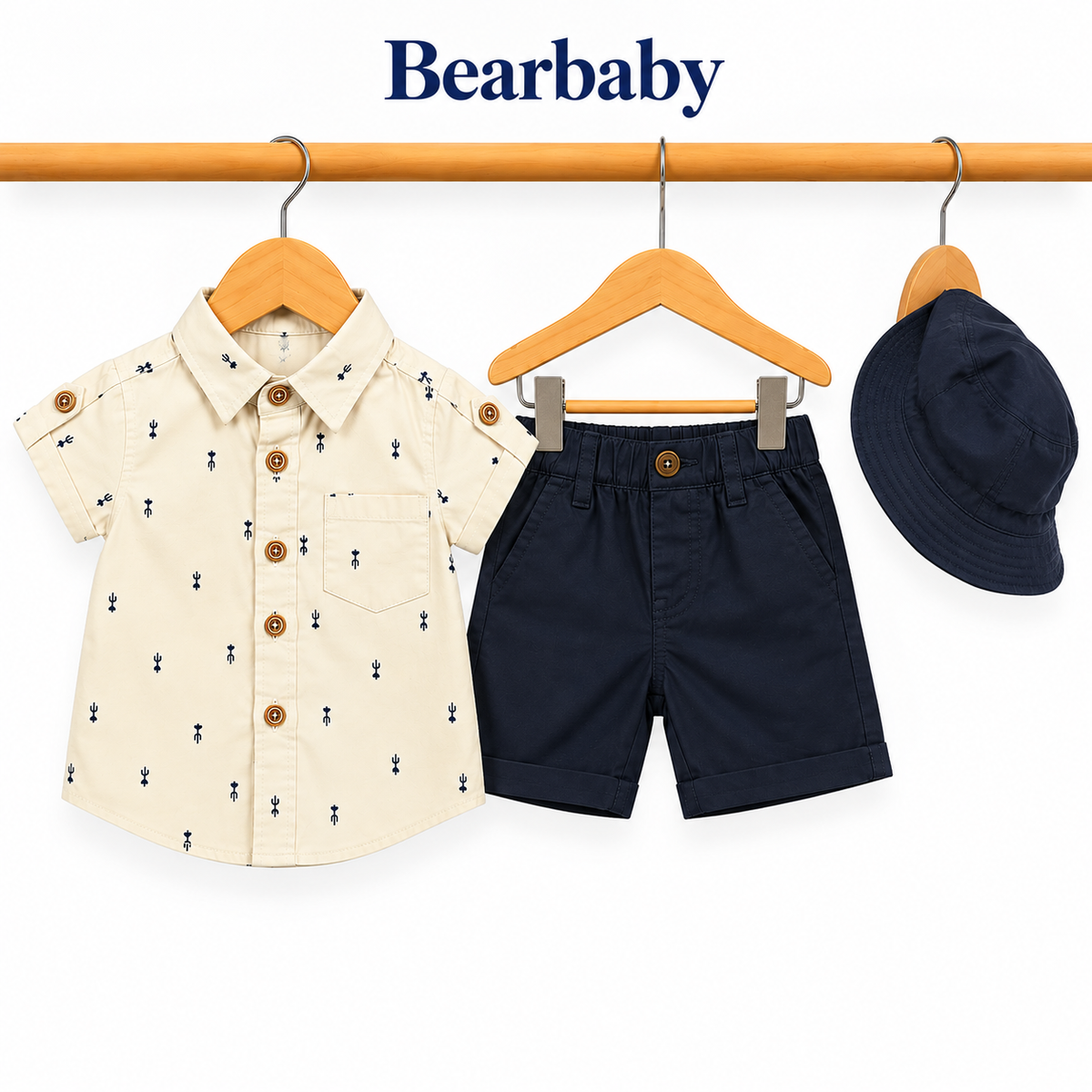 Bearbaby Blue Safari Baby T-Shirt, Shorts & Cap Set | 6M–24M  --6