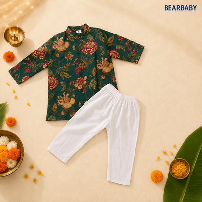 Bearbaby Baby Boys Kurta Pajama  0M–3Y | Neel Panna Gulzar