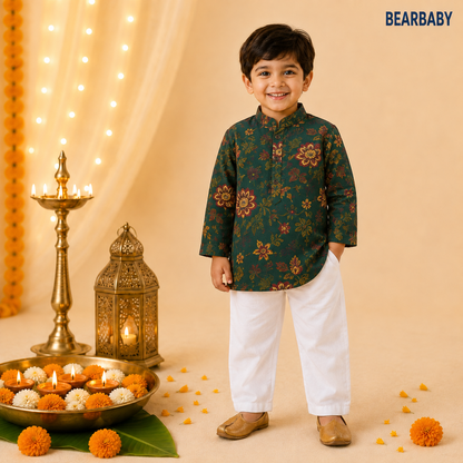 Bearbaby Baby Boys Kurta Pajama  0M–3Y | Neel Panna Gulzar