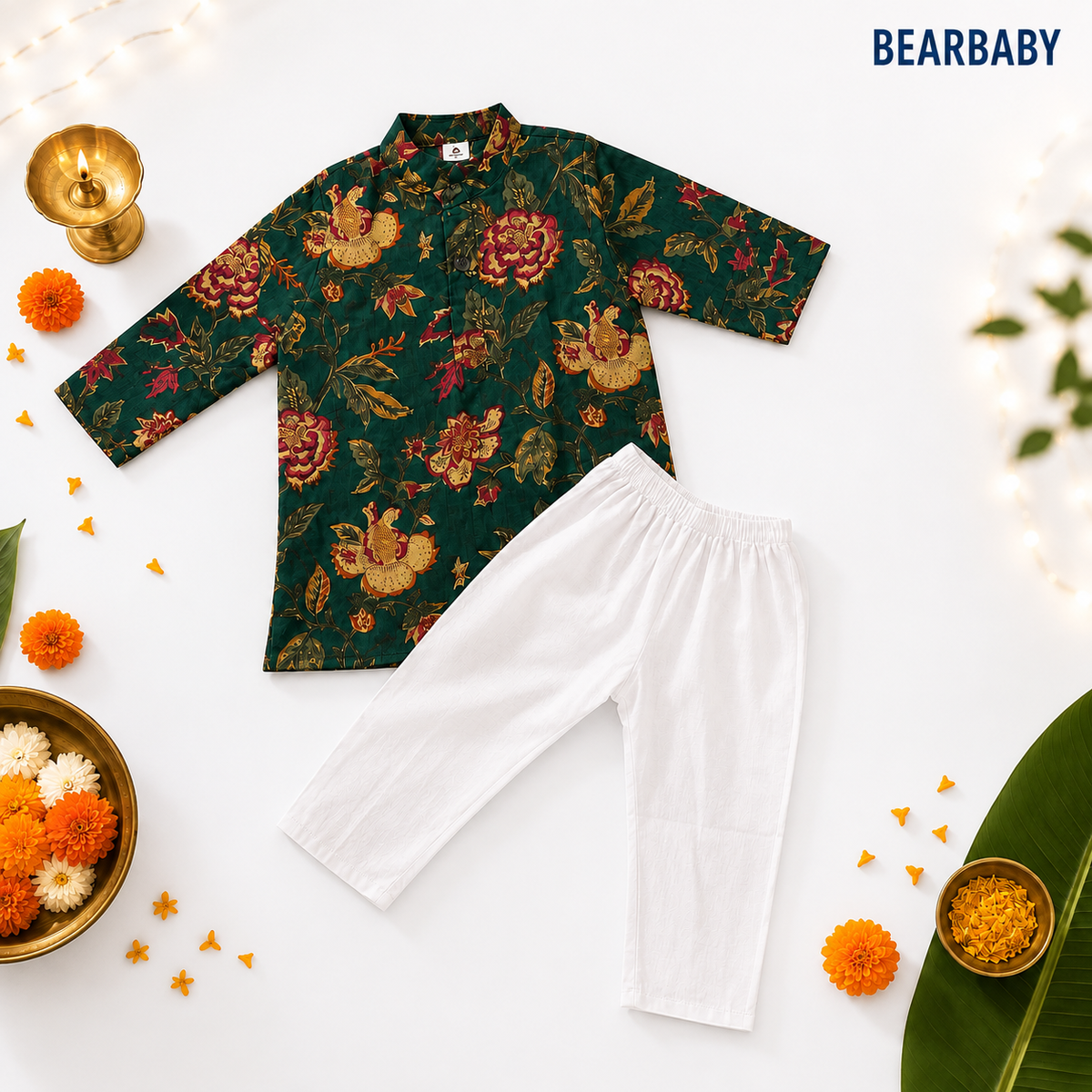 Bearbaby Baby Boys Kurta Pajama  0M–3Y | Neel Panna Gulzar