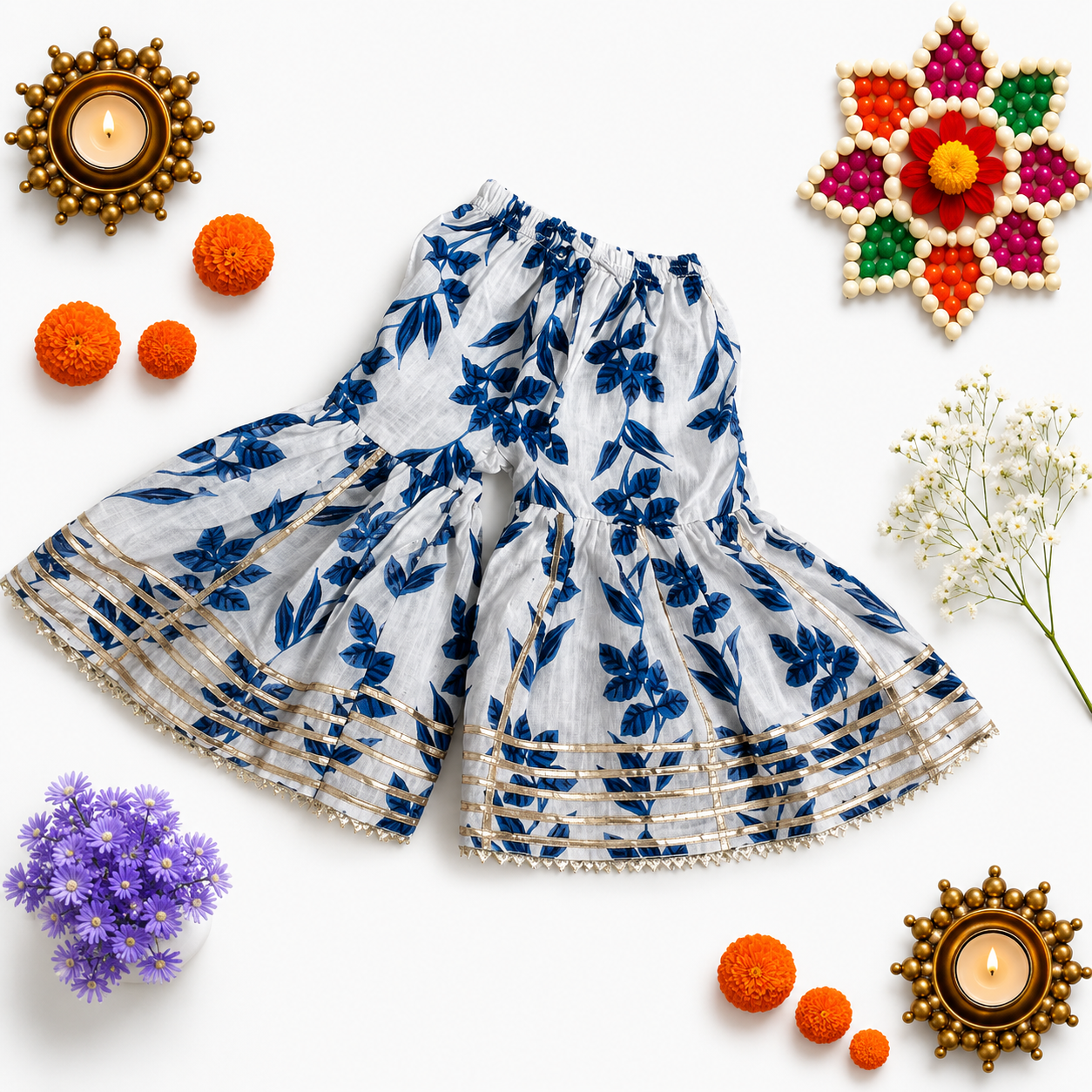 Bearbaby Baby Girls Sharara Set 0M–3Y | Rajwadi Neel Chandrika