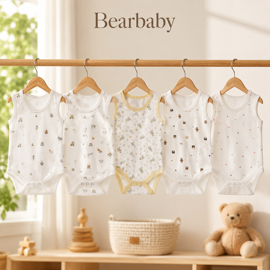 Cotton Baby Romper Pack 5 6M-9M | ASSORTED PRINTS 2