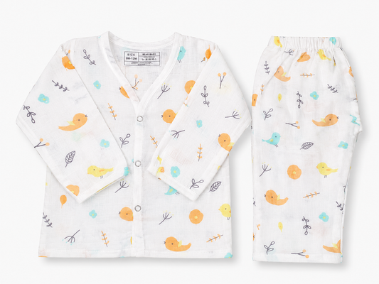 Soft Baby Pajama Set 6M-9M | Bird Print