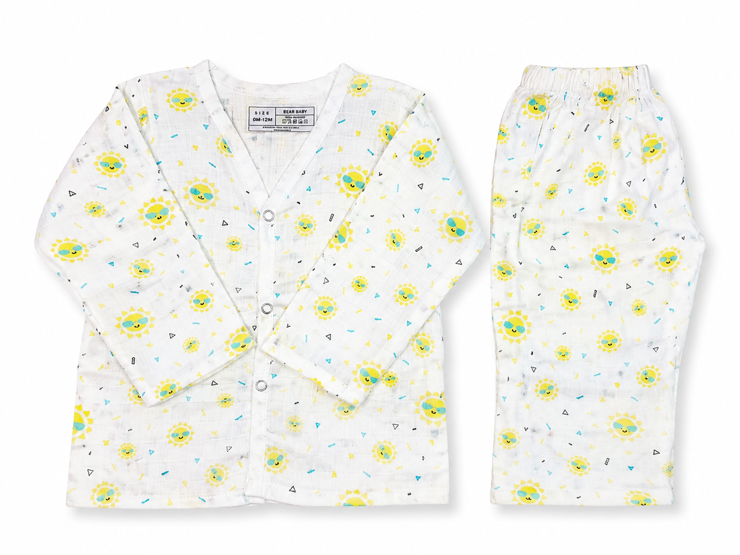 Organic Baby Night Suit 6M-9M | Sun Print