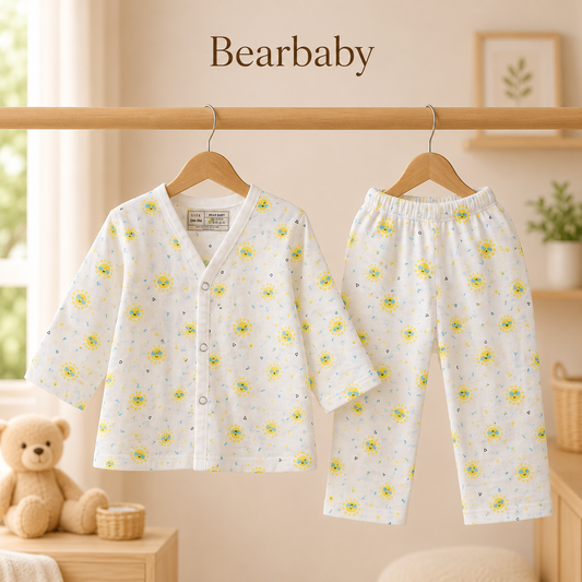 Organic Baby Night Suit 6M-9M | Sun Print