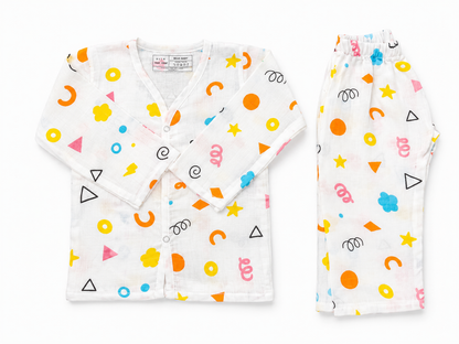 Organic Baby Night Suit 9M-12M | Shape Print