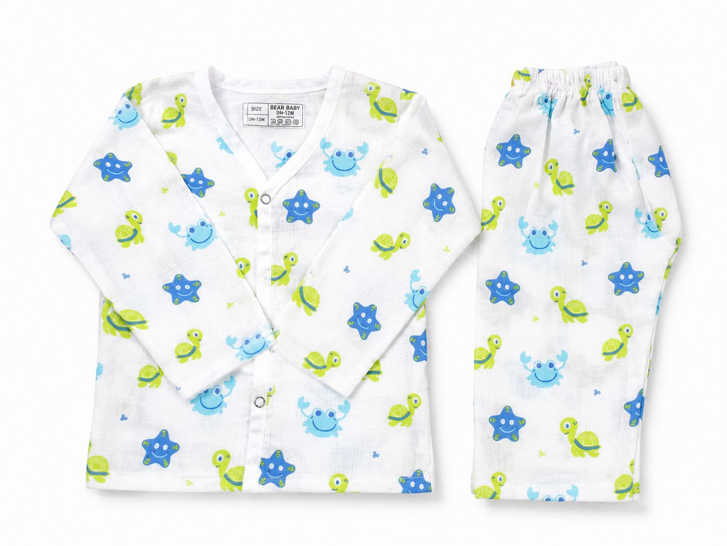 Muslin Baby Sleepwear 9M-12M | Turtle Print