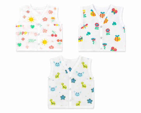 Soft Cotton Baby Jhabla 0-3M Combo 3 | Dino Prints