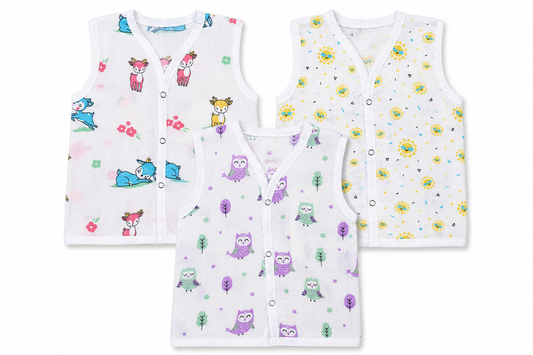 Soft Baby Jhabla Pack of 3 – Lightweight Cotton | Size 3–6 Months