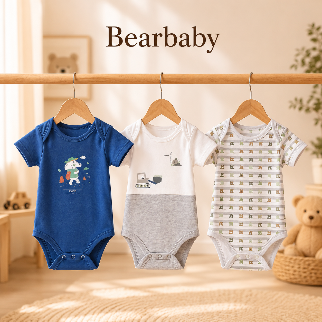 Bearbaby Organic Cotton Baby Bodysuit Combo Pack of 5 with Pink and White Printed Onesies for Newborn Babies