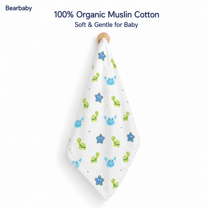 Bearbaby Organic Muslin Cotton Baby Washcloth Set for Newborns, Soft Lightweight Baby Care Essentials with Butterfly and Sunshine Prints