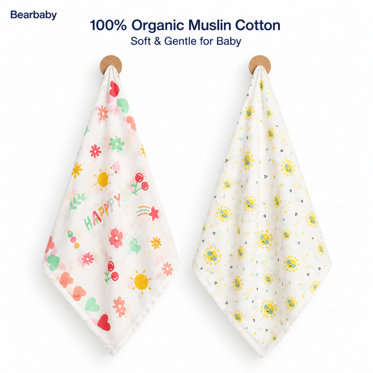 Muslin Baby Bath Towel 70x70cm Combo 2 | Assorted print 1