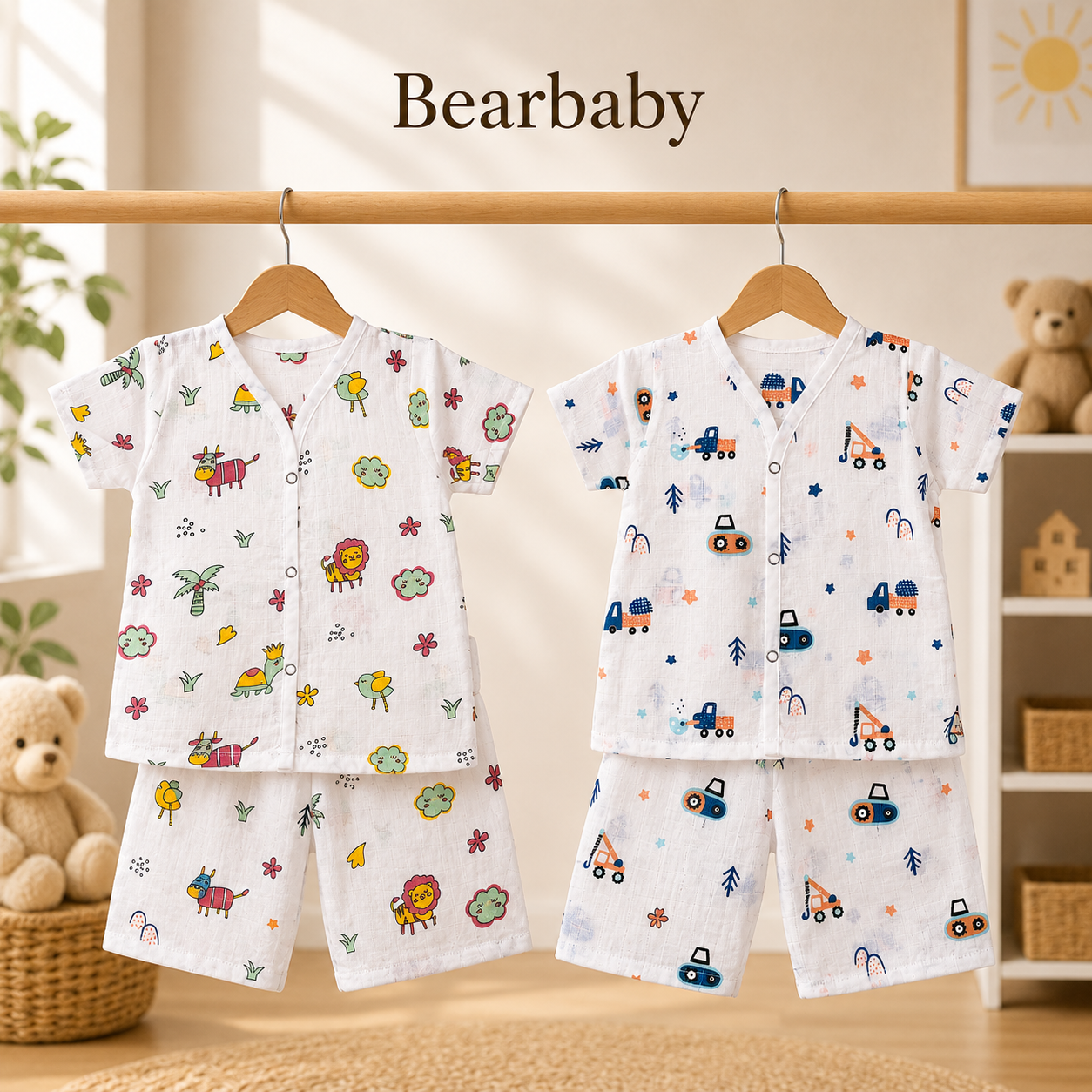 Baby Cotton Pajama Set 6M-9M | Combo Pack-2