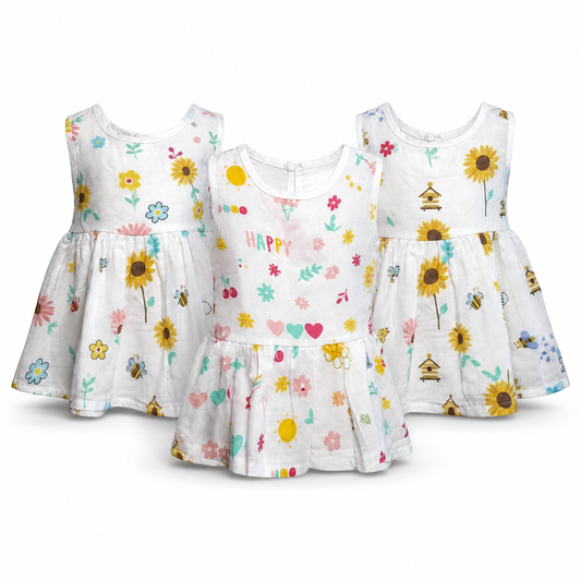 Baby Summer Frock Pack 3 3M-6M | Pastel Prints