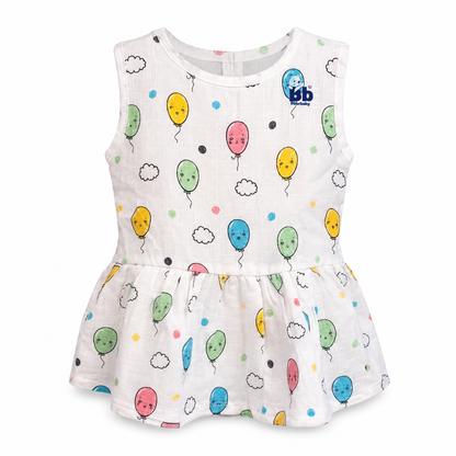 Baby Girl Sleeveless Cotton Frock – Pack of 2 Organic Prints | 3–6 Months