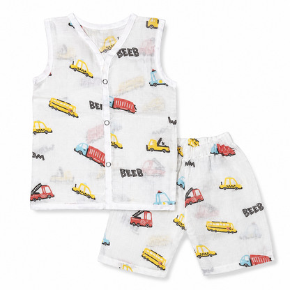 Baby Muslin Set 3M-6M | Truck Print