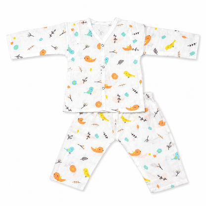 Soft Baby Pajama Set 9M-12M | Bird Print
