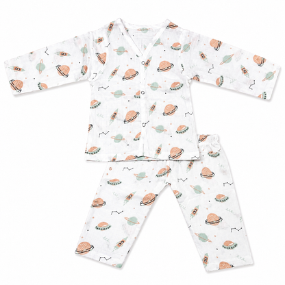 Premium baby nightwear 6M-9M with planet print organic cotton sleepwear