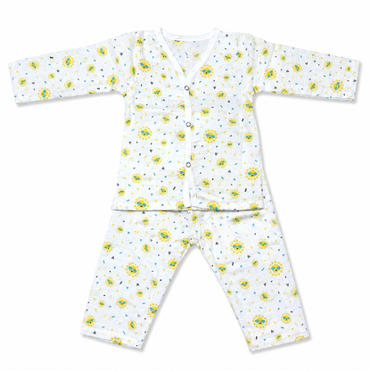 Organic cotton baby night suit 6M-9M with soft sun print muslin sleepwear
