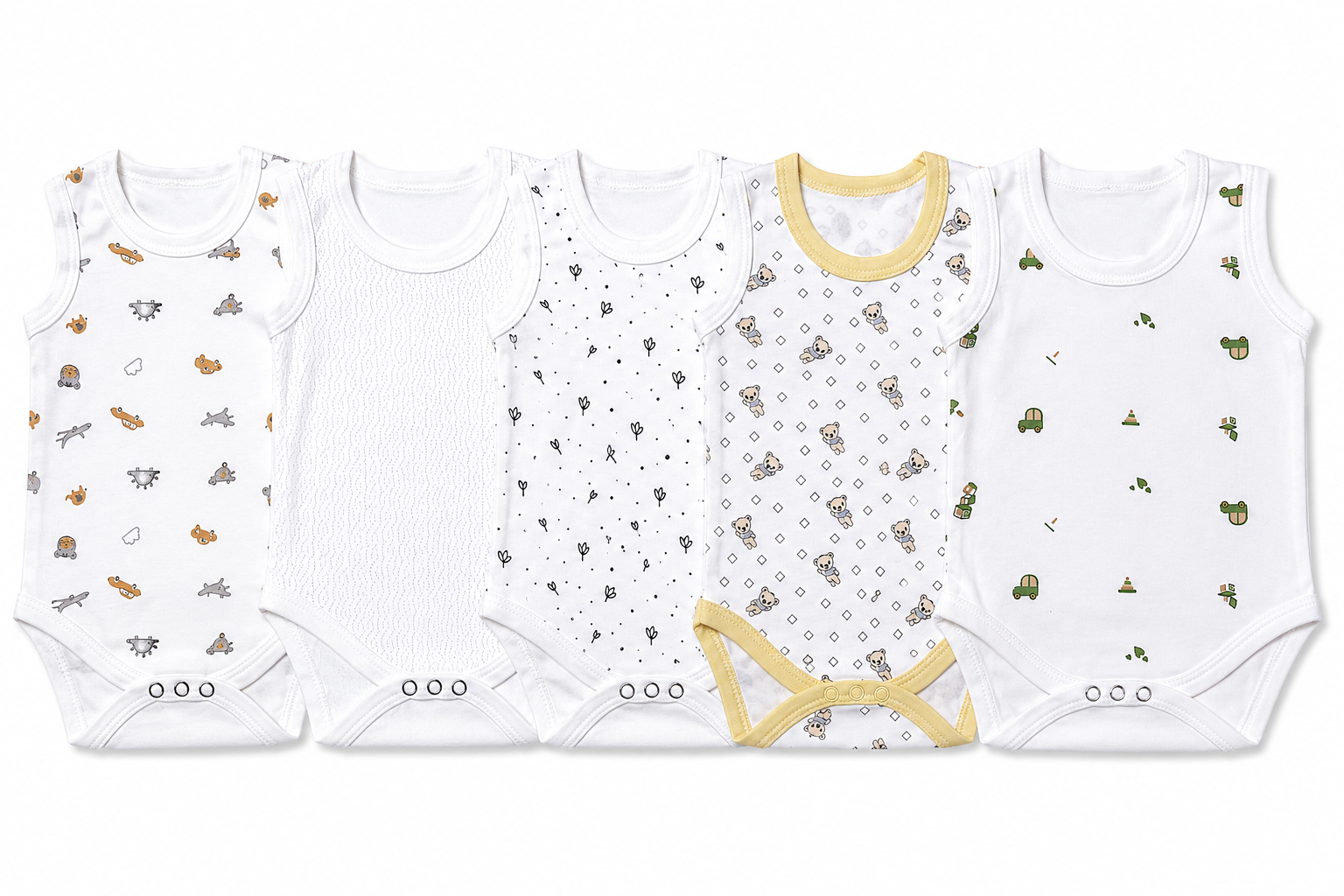 Soft newborn baby outfit combo pack of 6 for 0M-3M babies with assorted prints