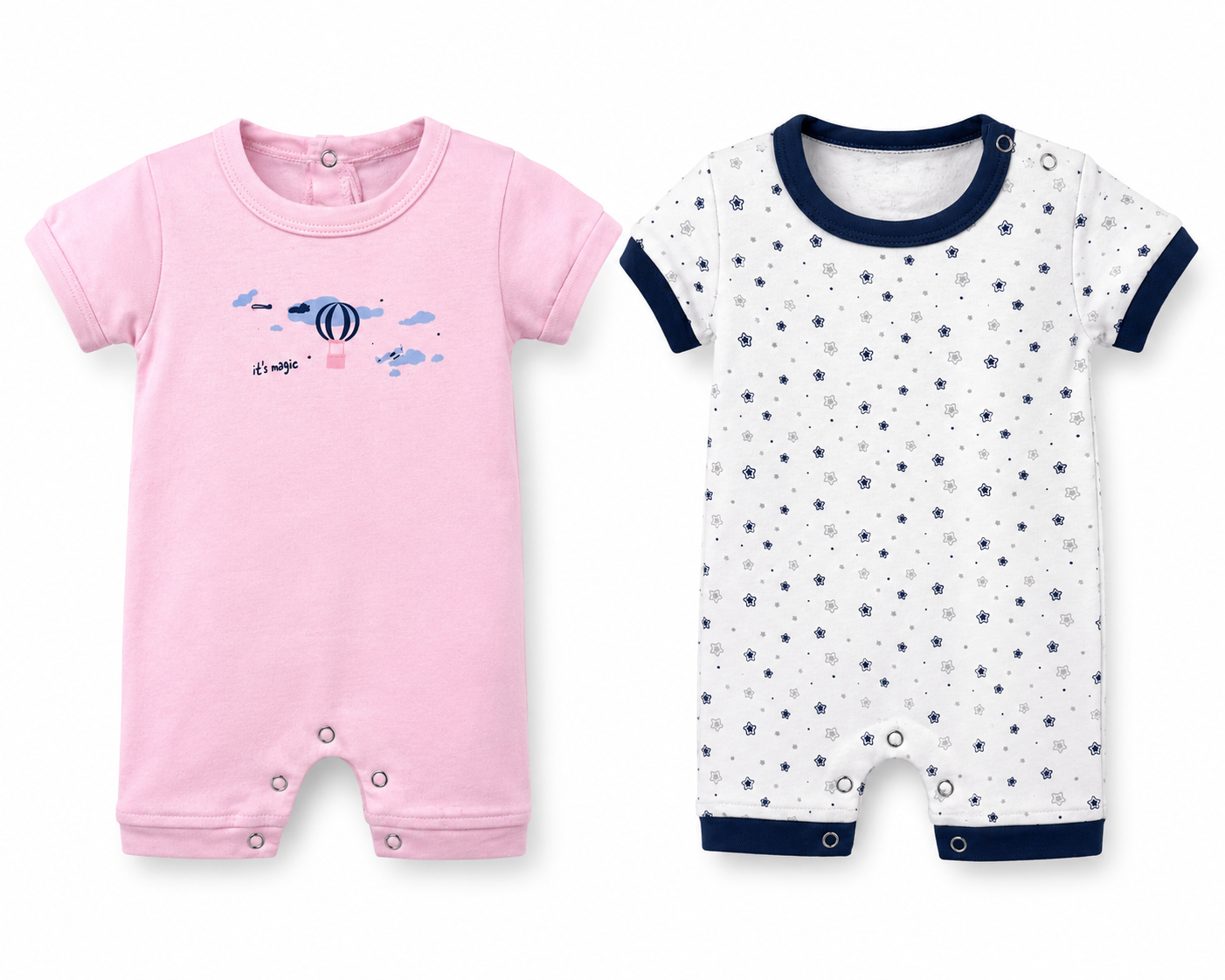 Baby summer romper combo pack of 2 for 3M-6M babies with Assorted Prints