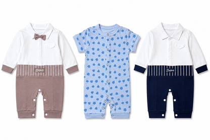 Designer baby romper combo pack of 3 for 6M-9M babies with assorted premium prints