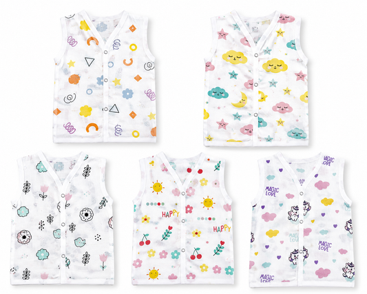 Cotton Newborn Baby Jhabla Pack of 5 – Soft & Breathable | Size 3–6 Months