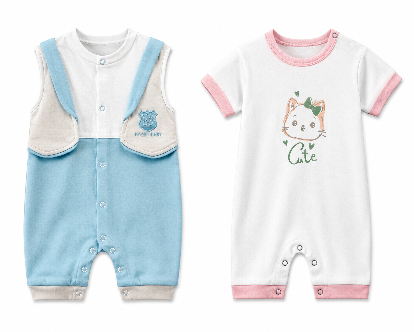 Toddler jumpsuit combo pack of 2 for 9M-12M babies with Assorted Prints
