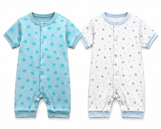 Cotton baby romper combo pack of 2 for 9M-12M babies with Assorted Prints