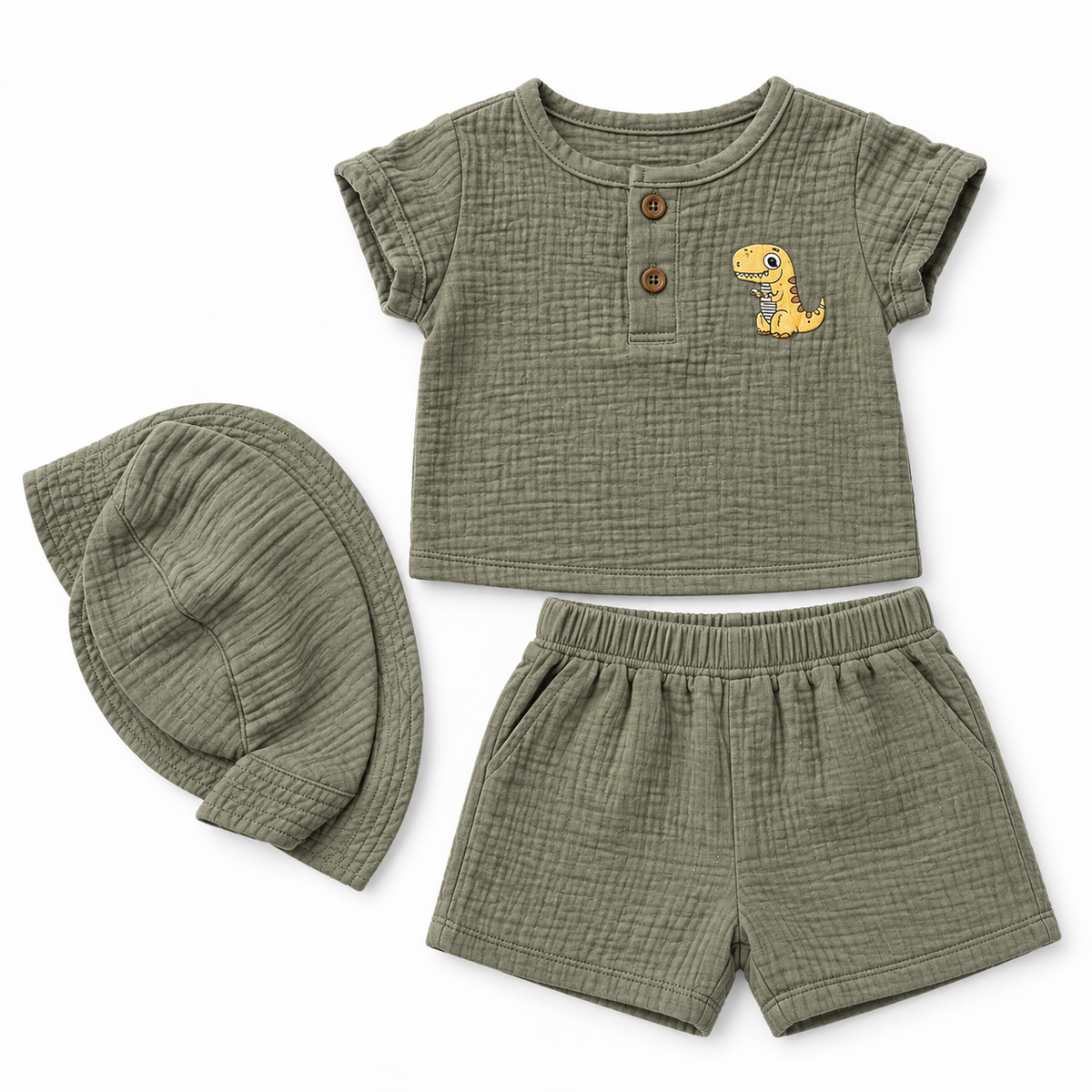 Bearbaby Beige Baby T-Shirt, Shorts & Hat Set | 3M-9M  --5