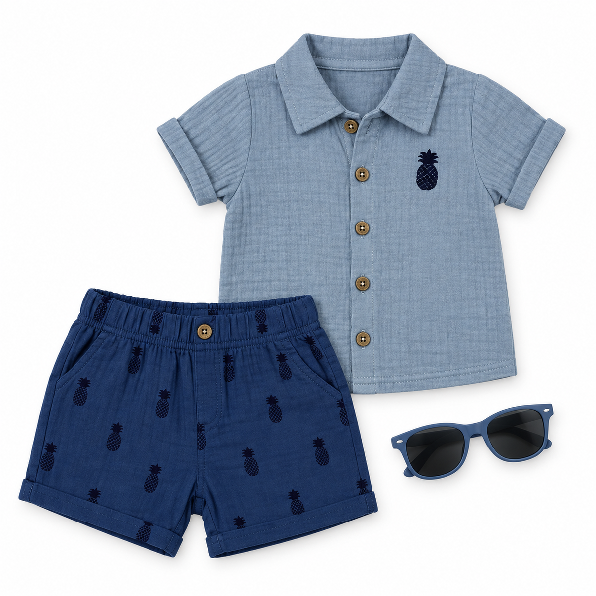 Bearbaby Navy Classic Baby Shirt & Shorts Set | 12M-24M --4