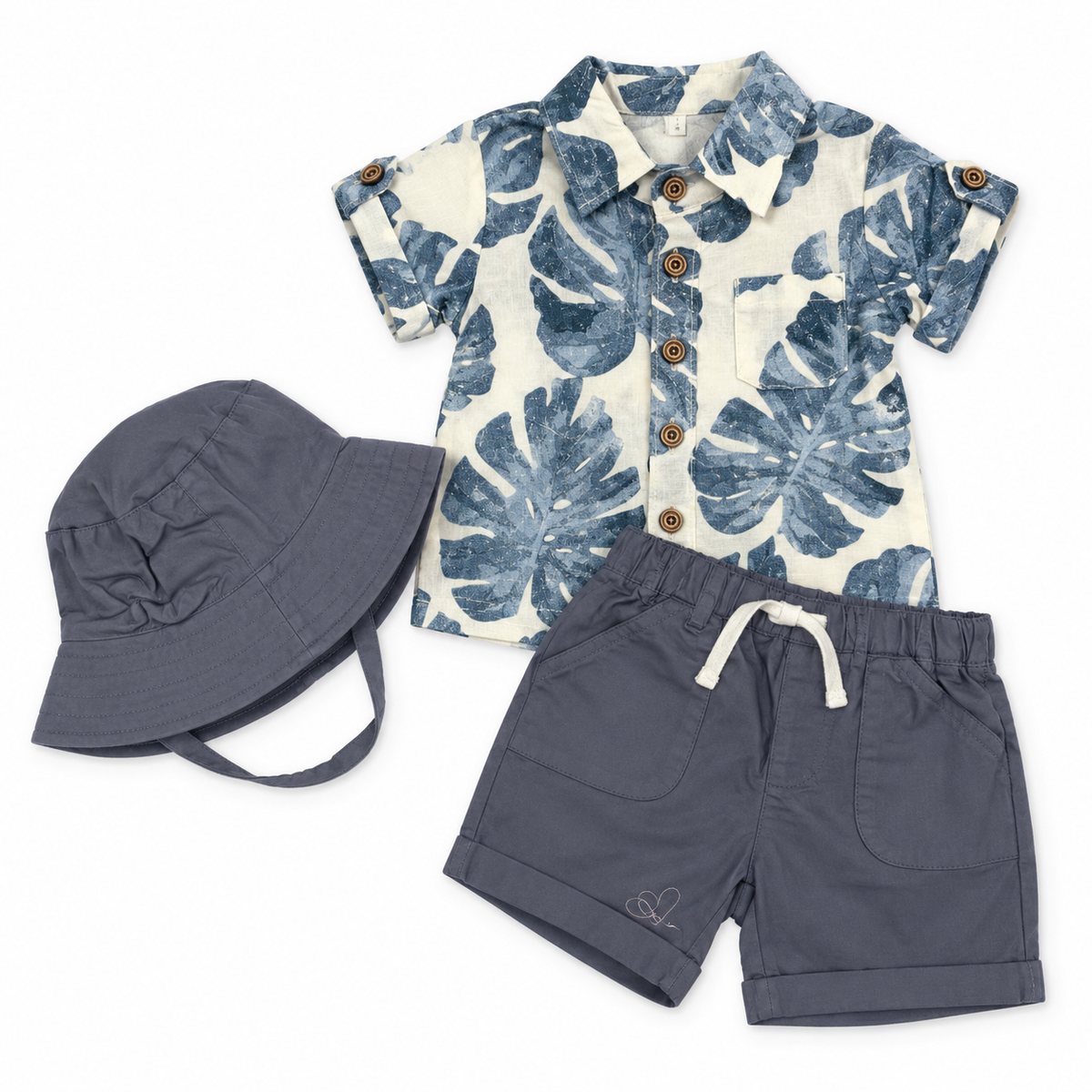 Bearbaby Blue Safari Baby T-Shirt, Shorts & Cap Set | 6M–24M  --6