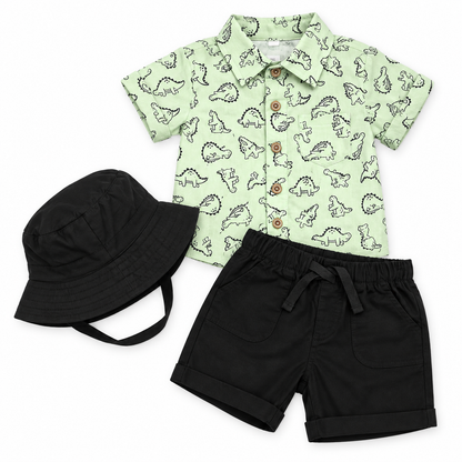 Bearbaby Blue Safari Baby T-Shirt, Shorts & Cap Set | 6M–24M  --6